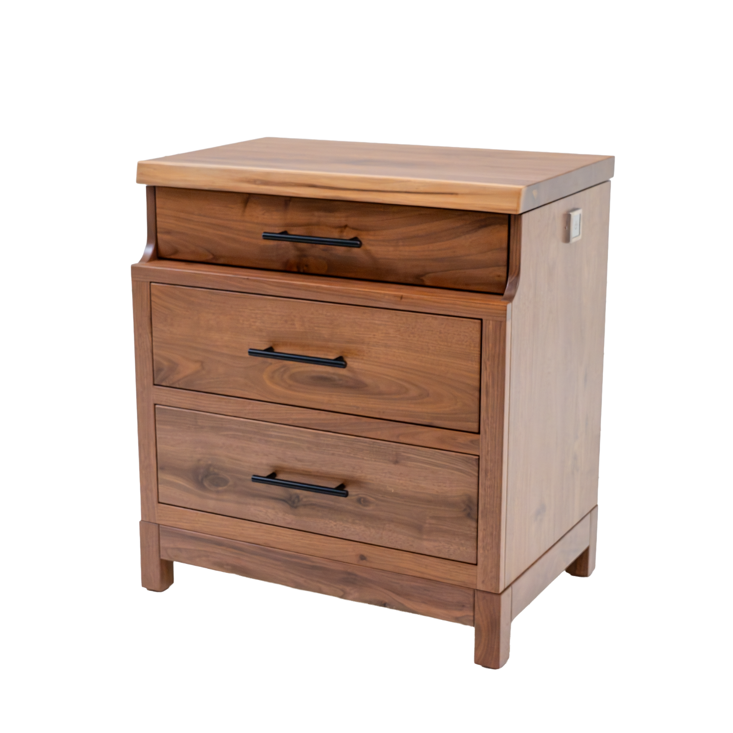 live edge nightstand made with black walnut wood