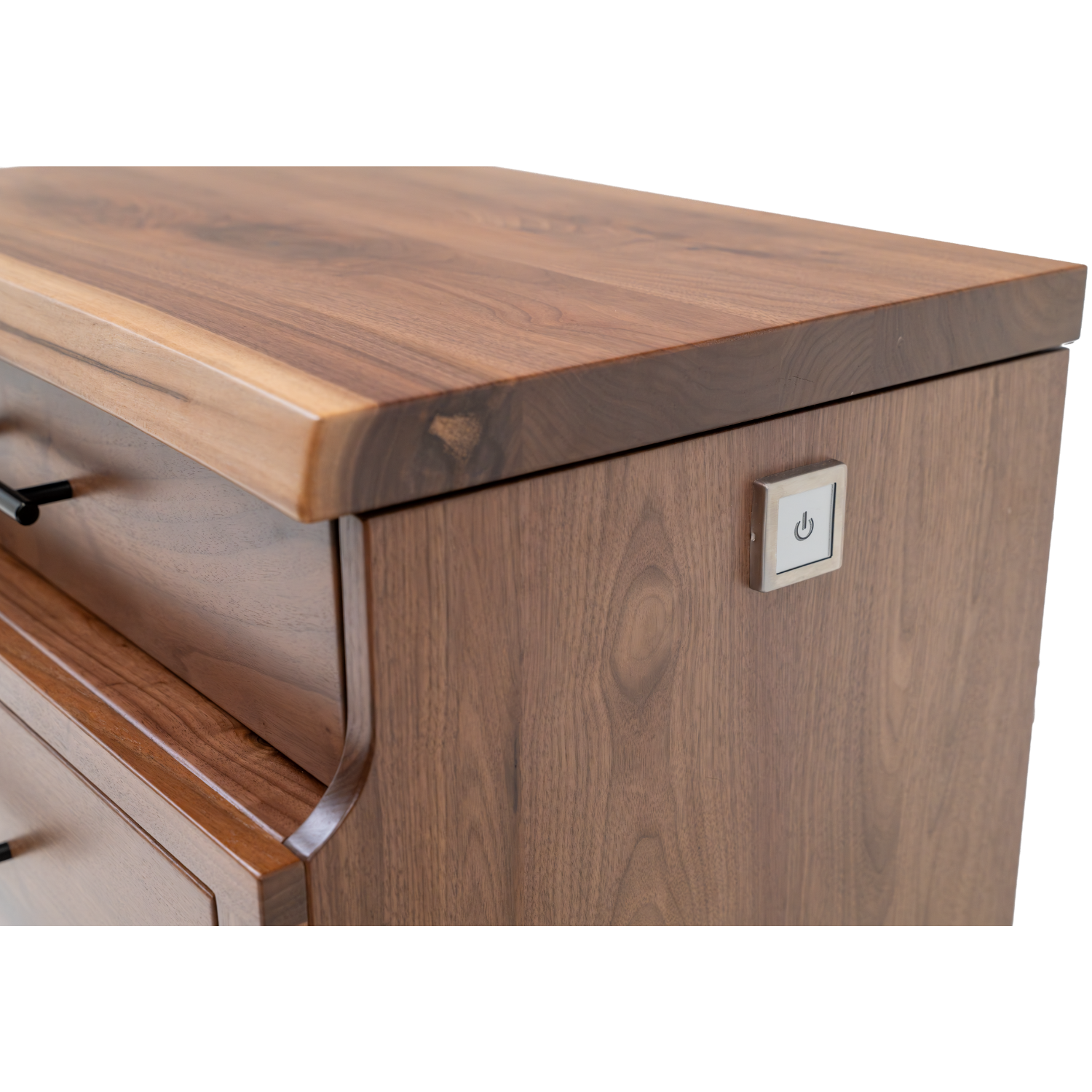 live edge nightstand made with black walnut wood