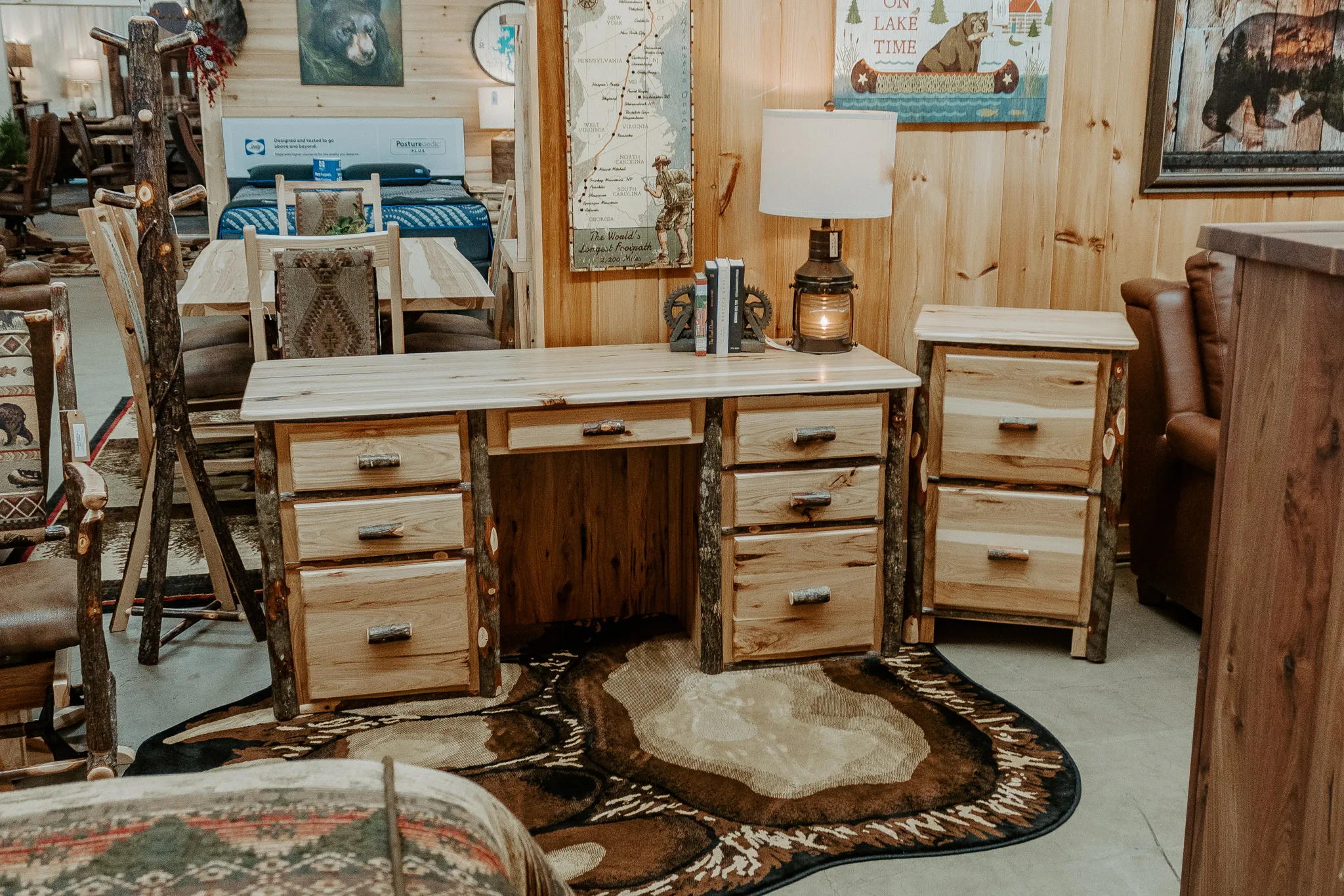 RUSTIC SETTLER 4 Drawer Office Desk