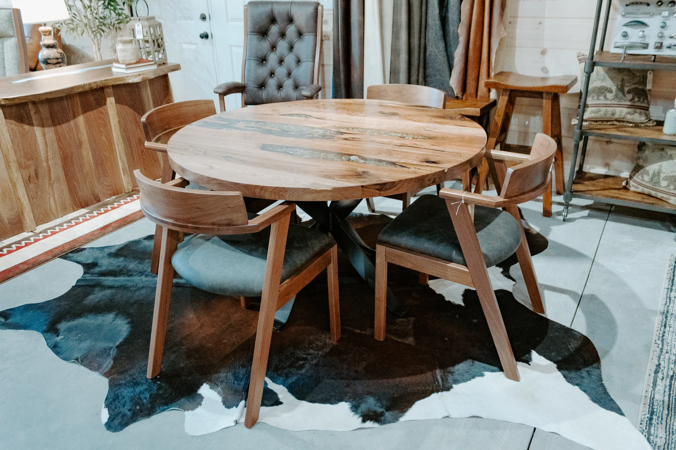 Round River Rock Walnut Table