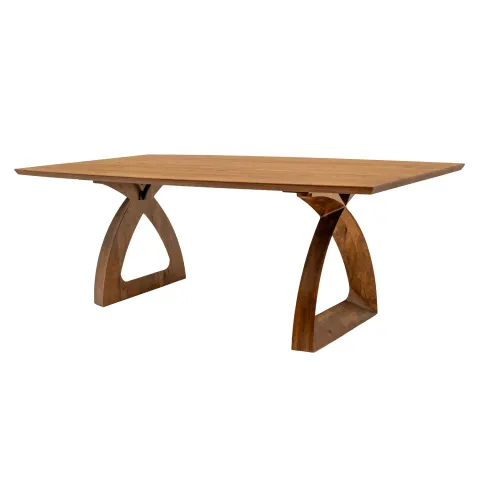solid wood trestle dining table