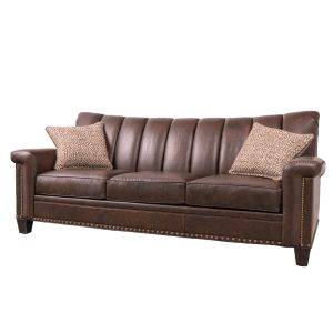 CHANNELED BACK HIGH END TOP GRAIN LEATHER SOFA