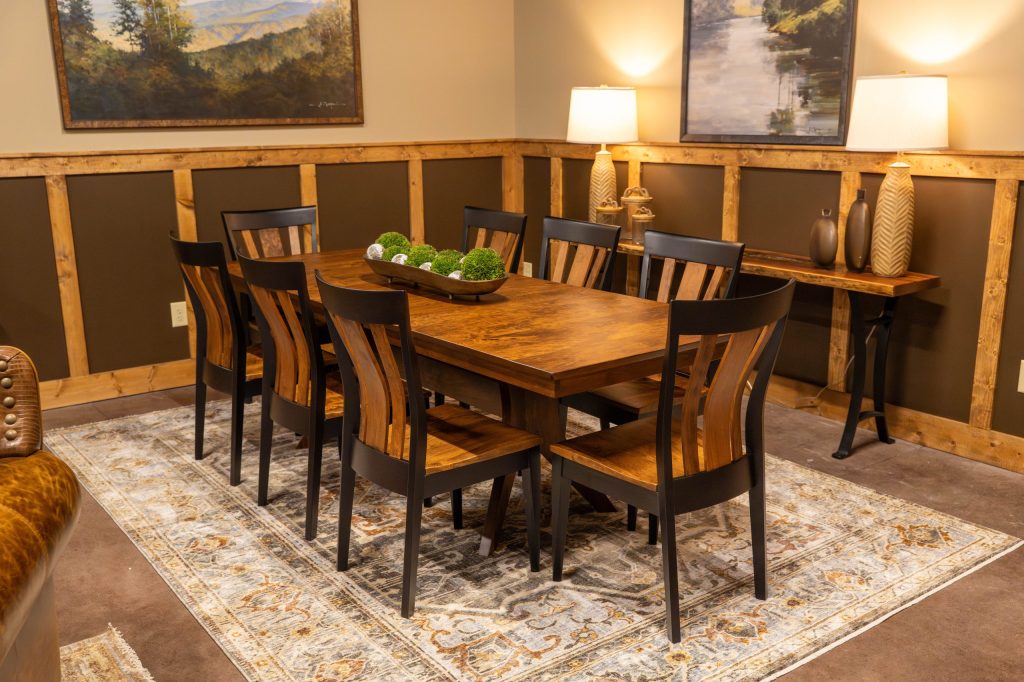 modern rustic dining table set that is smaller scale