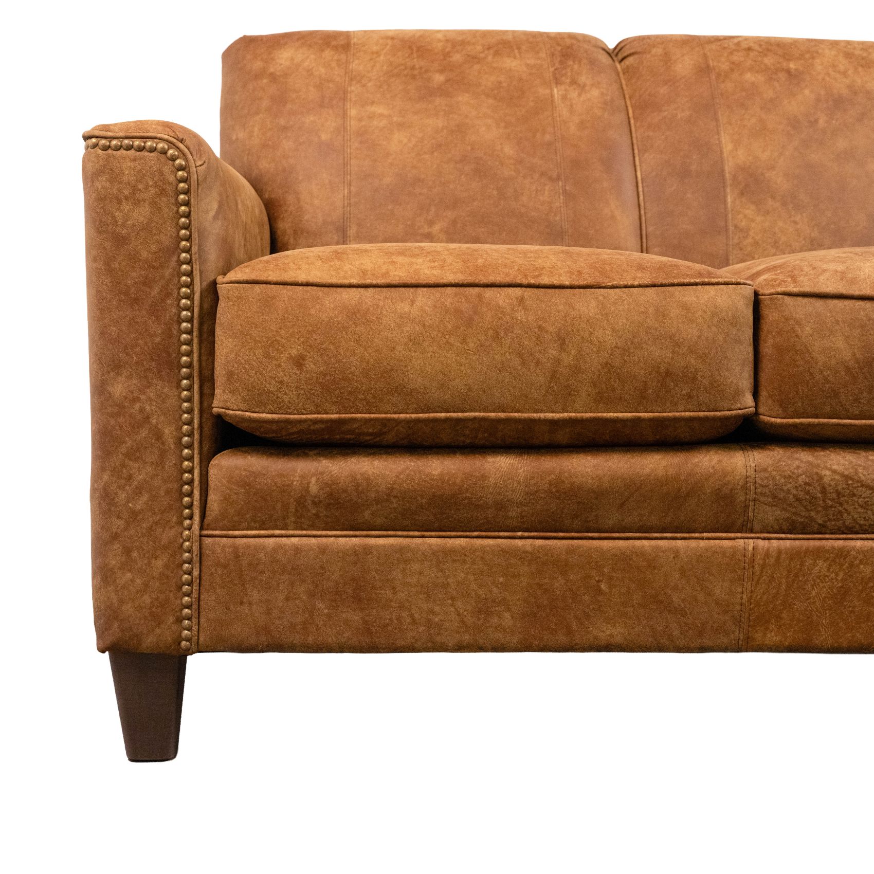 top grain leather small scale sofa