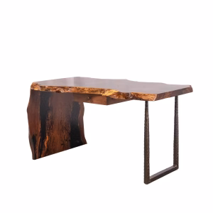 LIVE EDGE BLACK WALNUT DESK WITH RIVER ROCK EPOXY