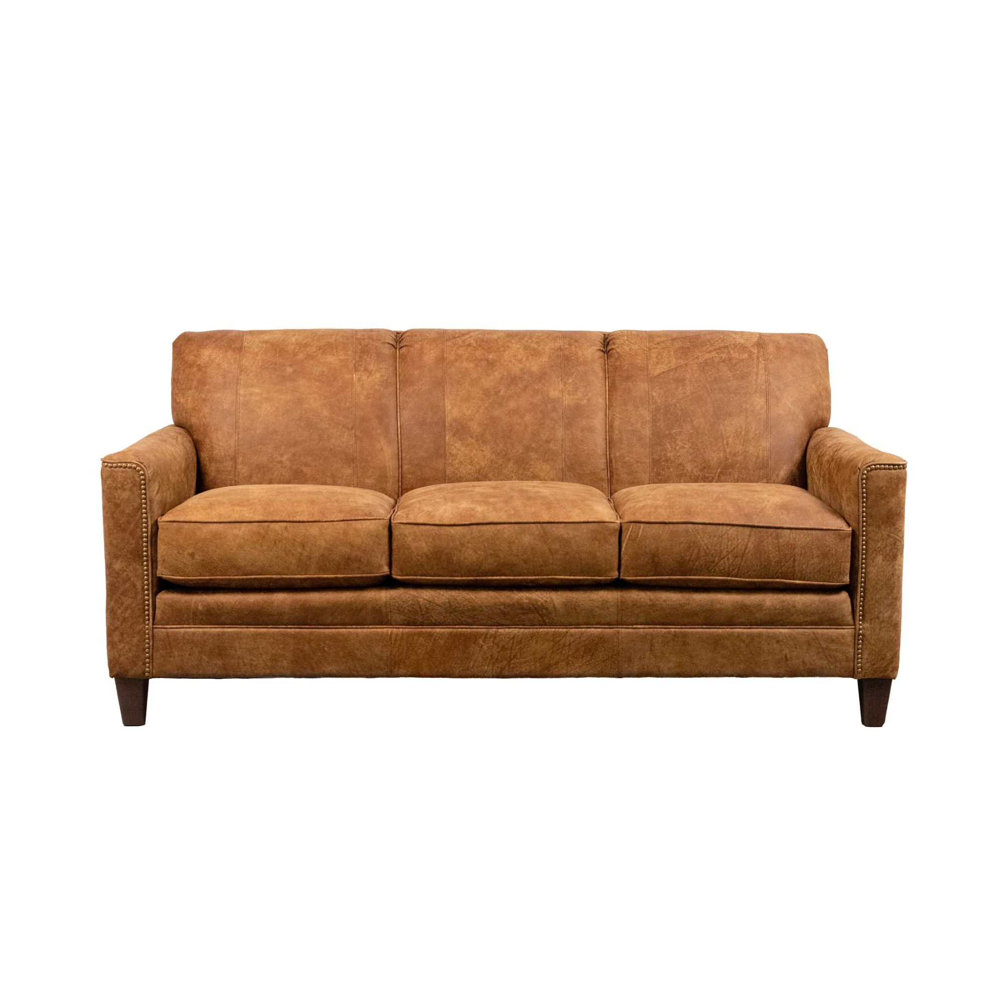 top grain leather small scale sofa