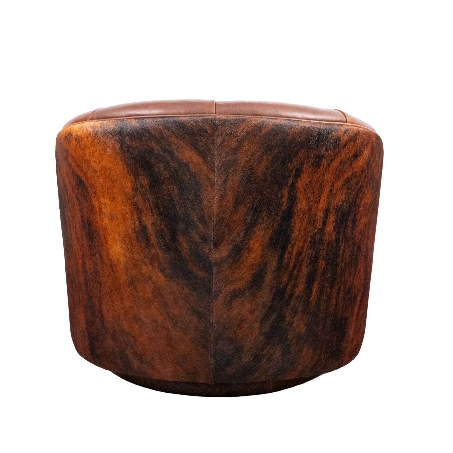 small leather swivel chair with cowhide