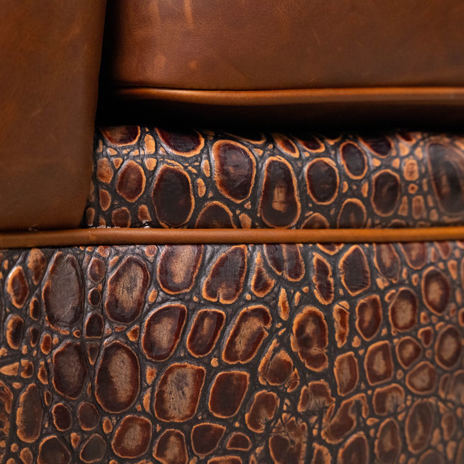 small leather swivel chair with cowhide