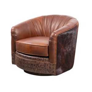 small leather swivel chair with cowhide
